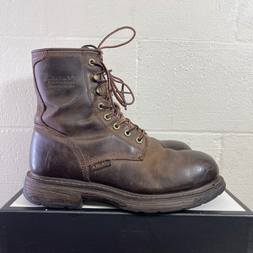 Ariat 10011943 Brown Leather Waterproof Composite Toe Work Boots Men's 9.5 D